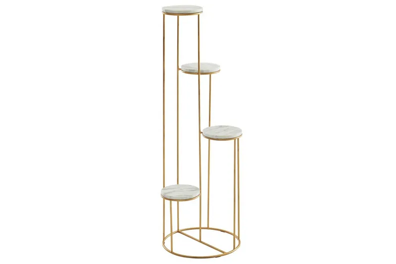 Stående hylle Wohnling Ekte marmortopp, blomsterstativ, gyllen metallbase, moderne stil