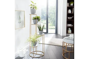 Stående hylle Wohnling Ekte marmortopp, blomsterstativ, gyllen metallbase, moderne stil - Hagemøbler & utemiljø - Balkong & terrasse - Balkongdyrking