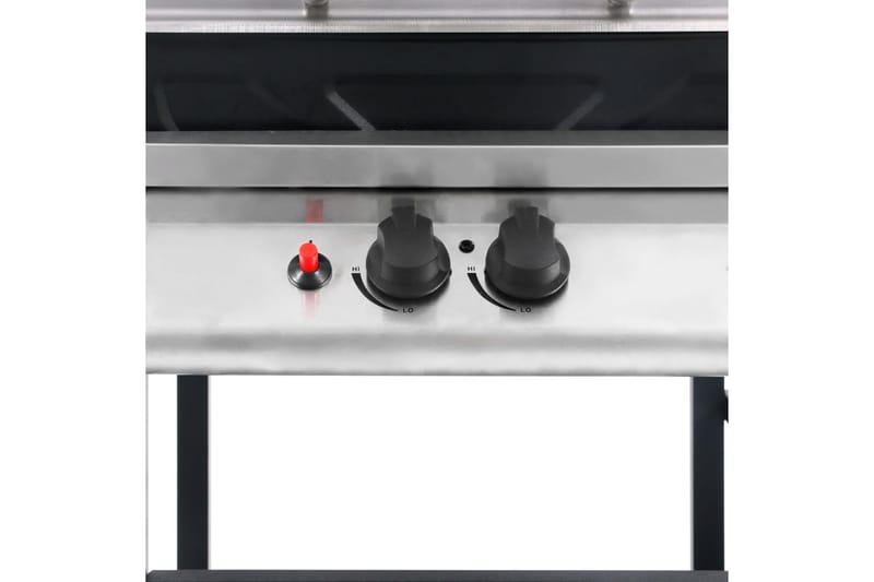 Gassgrill med sidebord i 3 etasjer svart og sølv - Gassgriller
