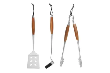 Grillsett Mustang 3 deler - Brun||Sølv - Hagemøbler & utemiljø - Grill & utekjøkken - Grilltilbehør