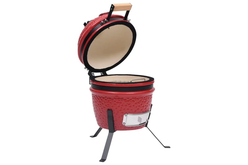 Kullgrill med röyker Kamado keramisk 56 cm röd - Röd - Røyk & røykgrill - Grilltilbehør