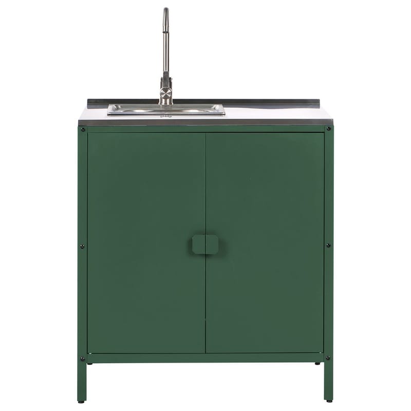 2-delt utekjøkken med vask 2 dører Vilama - Grønn, Sølv - Hagemøbler & utemiljø - Grill & utekjøkken - Utekjøkken - Komplette utekjøkken