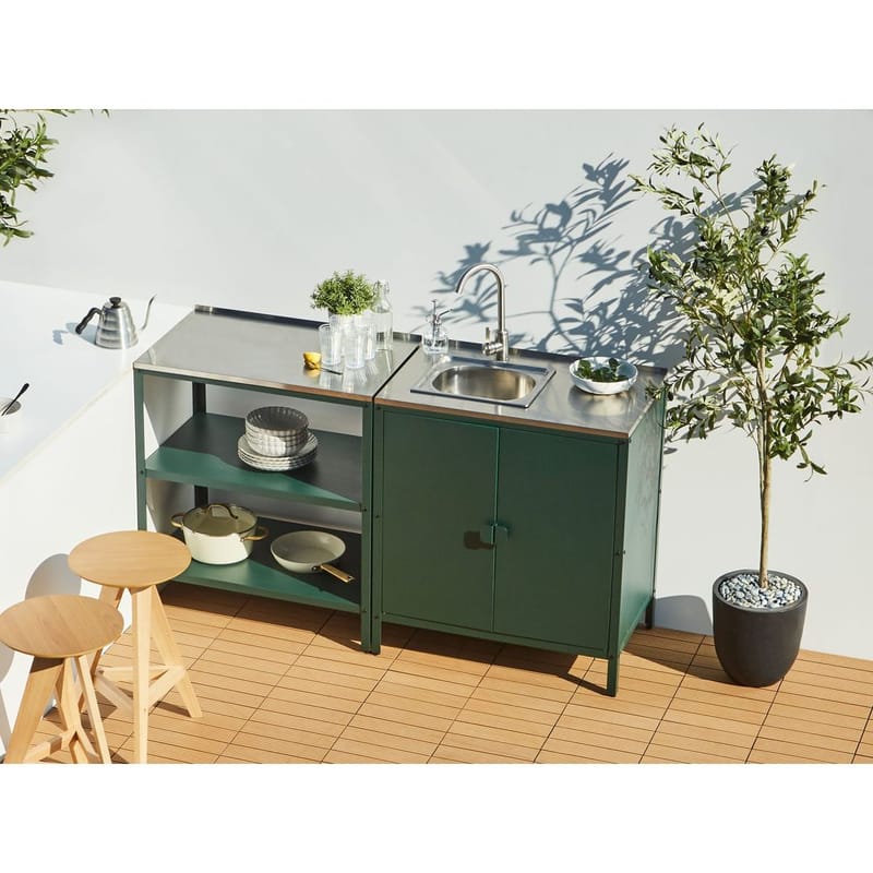 2-delt utekjøkken med vask 2 dører Vilama - Grønn, Sølv - Hagemøbler & utemiljø - Grill & utekjøkken - Utekjøkken - Komplette utekjøkken