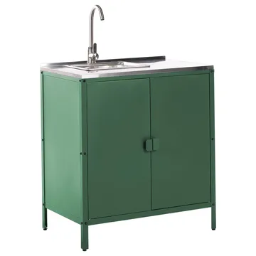 2-delt utekjøkken med vask 2 dører Vilama - Grønn, Sølv - Hagemøbler & utemiljø - Grill & utekjøkken - Utekjøkken - Komplette utekjøkken