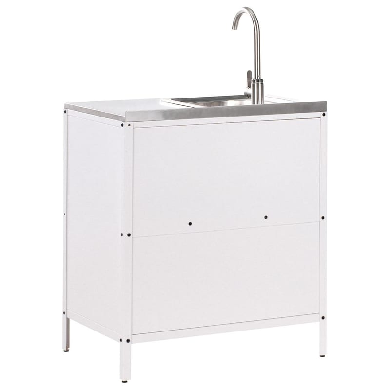 2-delt utekjøkken med vask 2 dører Vilama - Hvit, Sølv - Hagemøbler & utemiljø - Grill & utekjøkken - Utekjøkken - Komplette utekjøkken