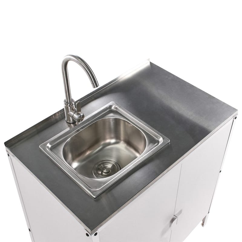 2-delt utekjøkken med vask 2 dører Vilama - Hvit, Sølv - Hagemøbler & utemiljø - Grill & utekjøkken - Utekjøkken - Komplette utekjøkken