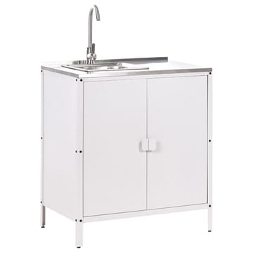 2-delt utekjøkken med vask 2 dører Vilama - Hvit, Sølv - Hagemøbler & utemiljø - Grill & utekjøkken - Utekjøkken - Komplette utekjøkken