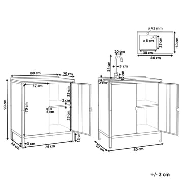 2-delt utekjøkken med vask 4 dører Vilama - Hvit, Sølv - Hagemøbler & utemiljø - Grill & utekjøkken - Utekjøkken - Komplette utekjøkken