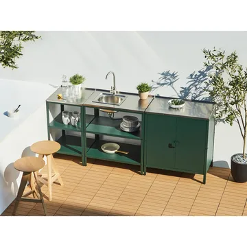 3-delt utekj cken med vask 2 da8rer Vilama - Grønn, Sølv - Hagemøbler & utemiljø - Grill & utekjøkken - Utekjøkken - Komplette utekjøkken