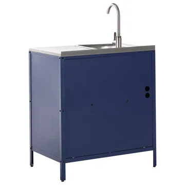 3-delt utekj cken med vask 4 da8rer Vilama - Blå, Sølv - Hagemøbler & utemiljø - Grill & utekjøkken - Utekjøkken - Komplette utekjøkken