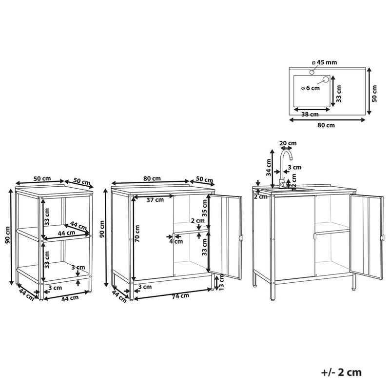3-delt utekj cken med vask 4 da8rer Vilama - Blå, Sølv - Hagemøbler & utemiljø - Grill & utekjøkken - Utekjøkken - Komplette utekjøkken