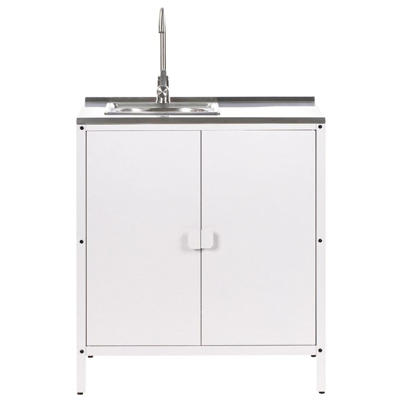 3-delt utekj cken med vask 4 da8rer Vilama - Hvit, Sølv - Hagemøbler & utemiljø - Grill & utekjøkken - Utekjøkken - Komplette utekjøkken