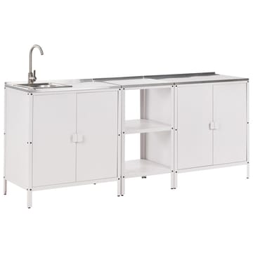 3-delt utekj cken med vask 4 da8rer Vilama - Hvit, Sølv - Hagemøbler & utemiljø - Grill & utekjøkken - Utekjøkken - Komplette utekjøkken