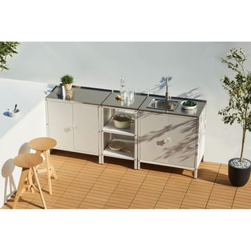 3-delt utekj cken med vask 4 da8rer Vilama - Hvit, Sølv - Hagemøbler & utemiljø - Grill & utekjøkken - Utekjøkken - Komplette utekjøkken