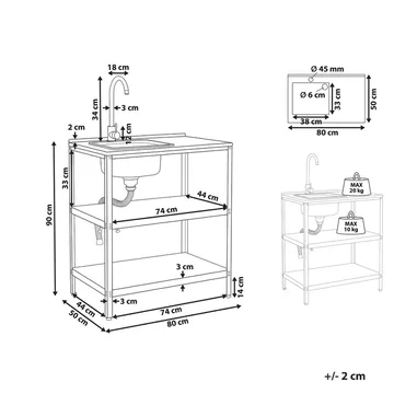 Kjøkkenøy med vask Vilama - Svart, Sølv - Hagemøbler & utemiljø - Grill & utekjøkken - Utekjøkken - Komplette utekjøkken