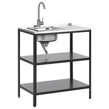 Kjøkkenøy med vask Vilama - Svart, Sølv - Hagemøbler & utemiljø - Grill & utekjøkken - Utekjøkken - Komplette utekjøkken