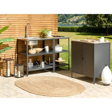 Kjøkkenøy med vask Vilama - Svart, Sølv - Hagemøbler & utemiljø - Grill & utekjøkken - Utekjøkken - Komplette utekjøkken