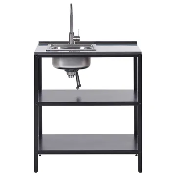 Kjøkkenøy med vask Vilama - Svart, Sølv - Hagemøbler & utemiljø - Grill & utekjøkken - Utekjøkken - Komplette utekjøkken