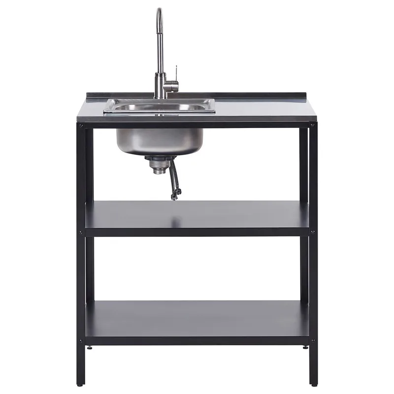 Kjøkkenøy med vask Vilama - Svart, Sølv - Hagemøbler & utemiljø - Grill & utekjøkken - Utekjøkken - Komplette utekjøkken