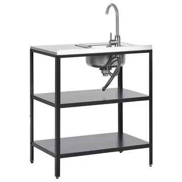 Kjøkkenøy med vask Vilama - Svart, Sølv - Hagemøbler & utemiljø - Grill & utekjøkken - Utekjøkken - Komplette utekjøkken