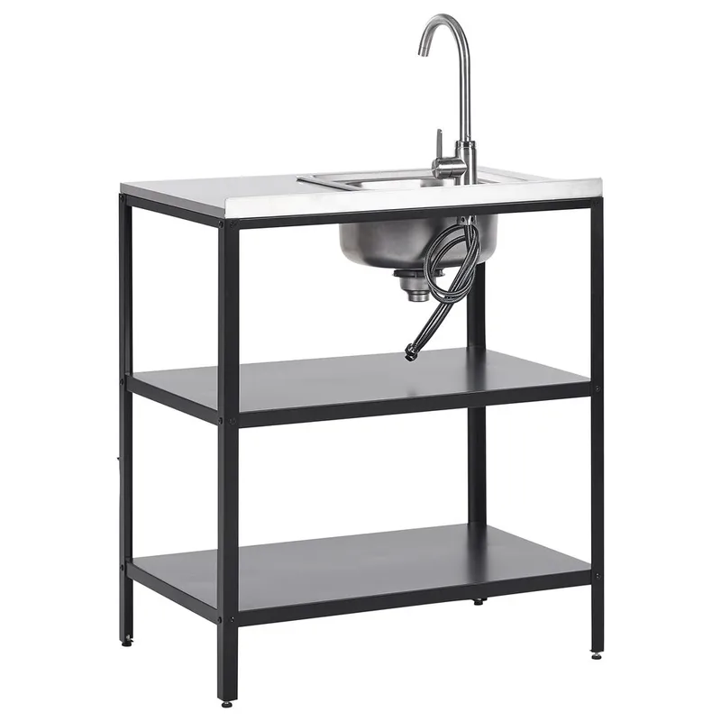 Kjøkkenøy med vask Vilama - Svart, Sølv - Hagemøbler & utemiljø - Grill & utekjøkken - Utekjøkken - Komplette utekjøkken