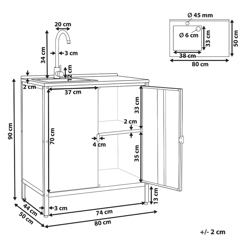 Kjøkkenskap med vask Vilama - Hvit, Sølv - Hagemøbler & utemiljø - Grill & utekjøkken - Utekjøkken - Komplette utekjøkken