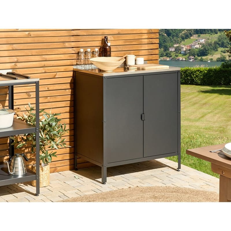 Kjøkkenskap Vilama - Svart, Sølv - Hagemøbler & utemiljø - Grill & utekjøkken - Utekjøkken - Komplette utekjøkken