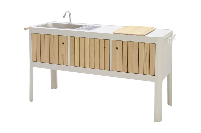 Portals Utekjøkken 174 cm - Hvit/Tre - Hagemøbler & utemiljø - Grill & utekjøkken - Utekjøkken - Komplette utekjøkken