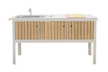 Portals Utekjøkken 174 cm - Hvit/Tre - Hagemøbler & utemiljø - Grill & utekjøkken - Utekjøkken - Komplette utekjøkken