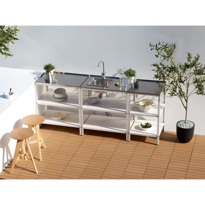 Liten kjøkkenøy Vilama - Hvit, Sølv - Hagemøbler & utemiljø - Grill & utekjøkken - Utekjøkken - Komplette utekjøkken