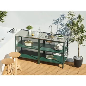 Stor kjøkkenøy Vilama - Grønn, Sølv - Hagemøbler & utemiljø - Grill & utekjøkken - Utekjøkken - Komplette utekjøkken