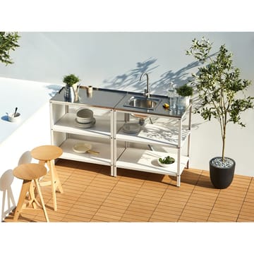 Stor kjøkkenøy Vilama - Hvit, Sølv - Hagemøbler & utemiljø - Grill & utekjøkken - Utekjøkken - Komplette utekjøkken