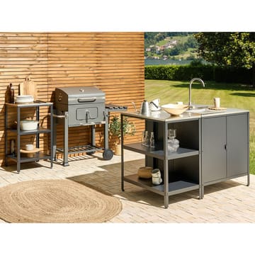 Stor kjøkkenøy Vilama - Svart, Sølv - Hagemøbler & utemiljø - Grill & utekjøkken - Utekjøkken - Komplette utekjøkken