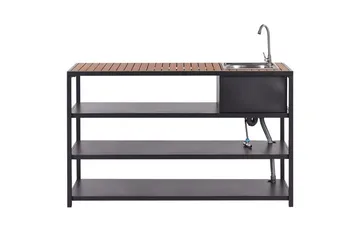 Trädgårdskök Beliani Avetrana 159x50x116 cm Black||Light wood - Hagemøbler & utemiljø - Grill & utekjøkken - Utekjøkken - Bygg ditt eget utekjøkken