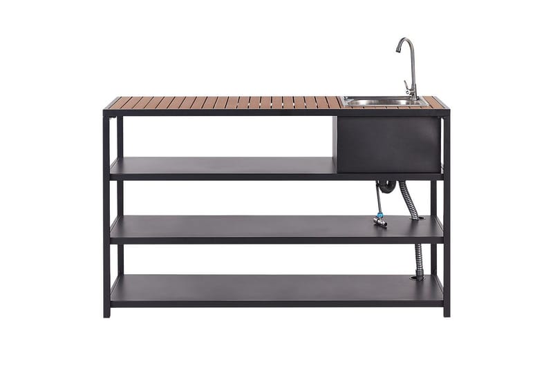 Trädgårdskök Beliani Avetrana 159x50x116 cm Black||Light wood - Hagemøbler & utemiljø - Grill & utekjøkken - Utekjøkken - Bygg ditt eget utekjøkken