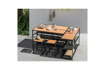 Trädgårdskök Beliani Avetrana 159x50x116 cm Black||Light wood - Hagemøbler & utemiljø - Grill & utekjøkken - Utekjøkken - Bygg ditt eget utekjøkken