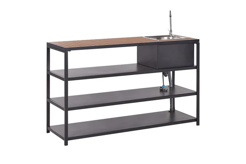 Trädgårdskök Beliani Avetrana 159x50x116 cm Black||Light wood