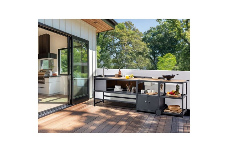 Trädgårdskök Beliani Ortisei Grå Light wood||Grey - Hagemøbler & utemiljø - Grill & utekjøkken - Utekjøkken - Komplette utekjøkken