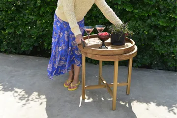 Serveringsbord Hillerstorp Himmelsnäs Ø60 cm Brun - Brun - Hagemøbler & utemiljø - Hagebord - Sidebord utendørs