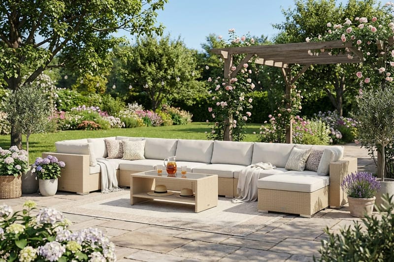 Bahamas Divanmodul – Loungebord Utendørs 75x75 cm til Sofaer - Beige - Hagemøbler & utemiljø - Hagebord - Loungebord & Sofabord utendørs