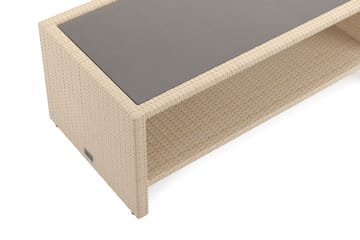 Bahamas Sofabord med Hylle Utendørs 113 cm Kunstrotting - Beige - Hagemøbler & utemiljø - Hagebord - Loungebord & Sofabord utendørs