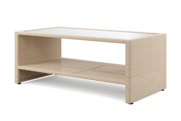 Bahamas Sofabord med Hylle Utendørs 113 cm Kunstrotting - Beige - Hagemøbler & utemiljø - Hagebord - Loungebord & Sofabord utendørs