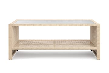 Bahamas Sofabord med Hylle Utendørs 113 cm Kunstrotting - Beige - Hagemøbler & utemiljø - Hagebord - Loungebord & Sofabord utendørs