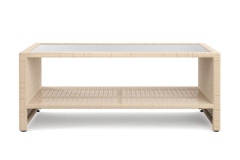 Bahamas Sofabord med Hylle Utendørs 113 cm Kunstrotting - Beige - Hagemøbler & utemiljø - Hagebord - Loungebord & Sofabord utendørs