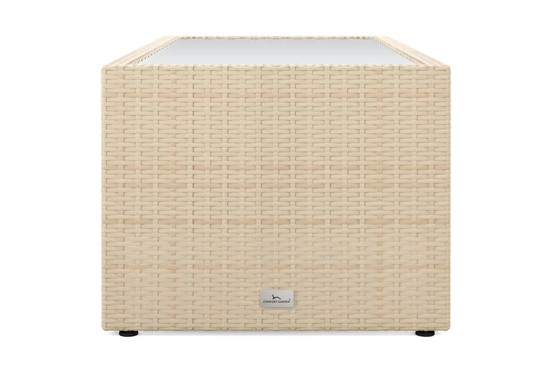 Bahamas Sofabord med Hylle Utendørs 113 cm Kunstrotting - Beige - Hagemøbler & utemiljø - Hagebord - Loungebord & Sofabord utendørs