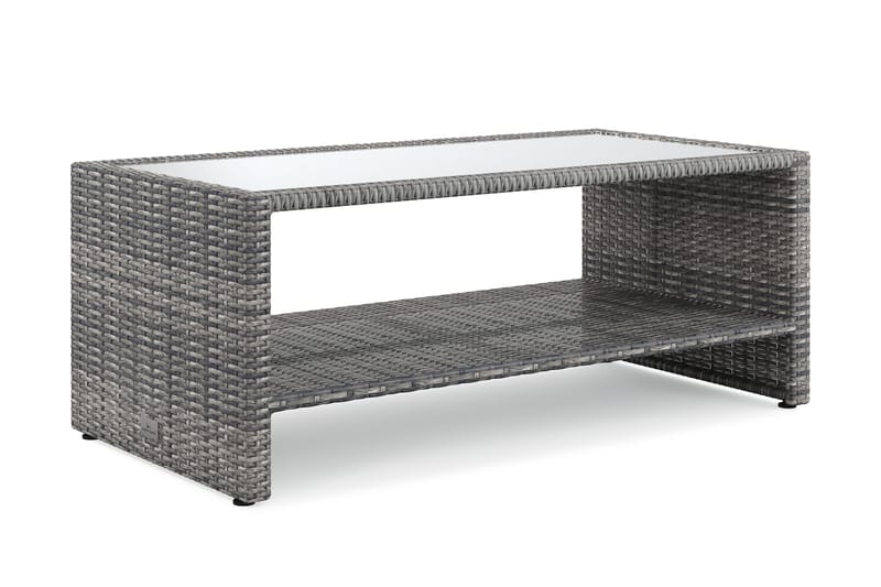 Bahamas Sofabord med Hylle Utendørs 113 cm Kunstrotting, Grå