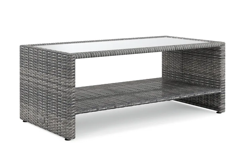 Bahamas Sofabord med Hylle Utendørs 113 cm Kunstrotting, Grå