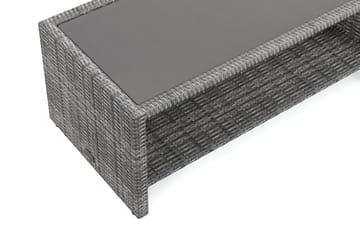 Bahamas Sofabord med Hylle Utendørs 113 cm Kunstrotting - Grå - Hagemøbler & utemiljø - Hagebord - Loungebord & Sofabord utendørs