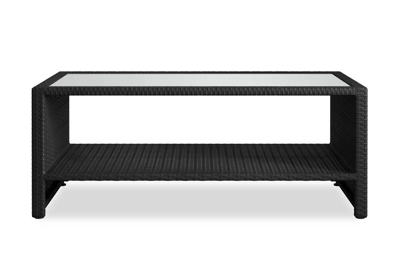 Bahamas Sofabord med Hylle Utendørs 113 cm Kunstrotting - Svart - Hagemøbler & utemiljø - Hagebord - Loungebord & Sofabord utendørs