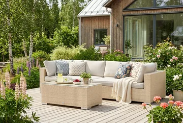 Bahamas Sofabord Utendørs 113x58 cm Kunstrotting - Beige - Hagemøbler & utemiljø - Hagebord - Loungebord & Sofabord utendørs